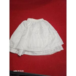Vintage Childs White Petticoat‎ Skirt With Lace Trim Elastic Waist Underskirt